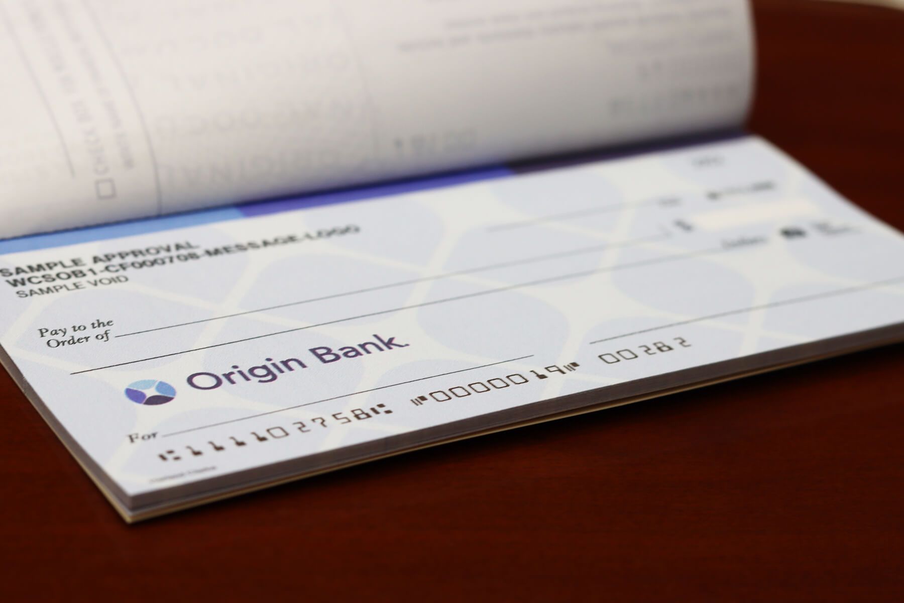 Origin Bank Checkbook