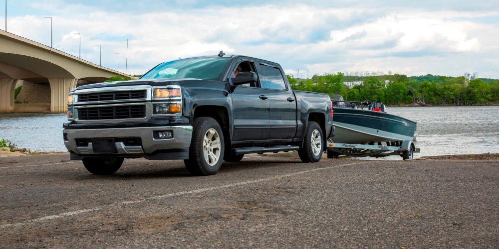 Truck pulling boat